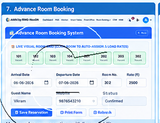 hotel advance room reservation system visual room grid
