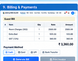 Atithi hotel guest billing and GST invoicing screen