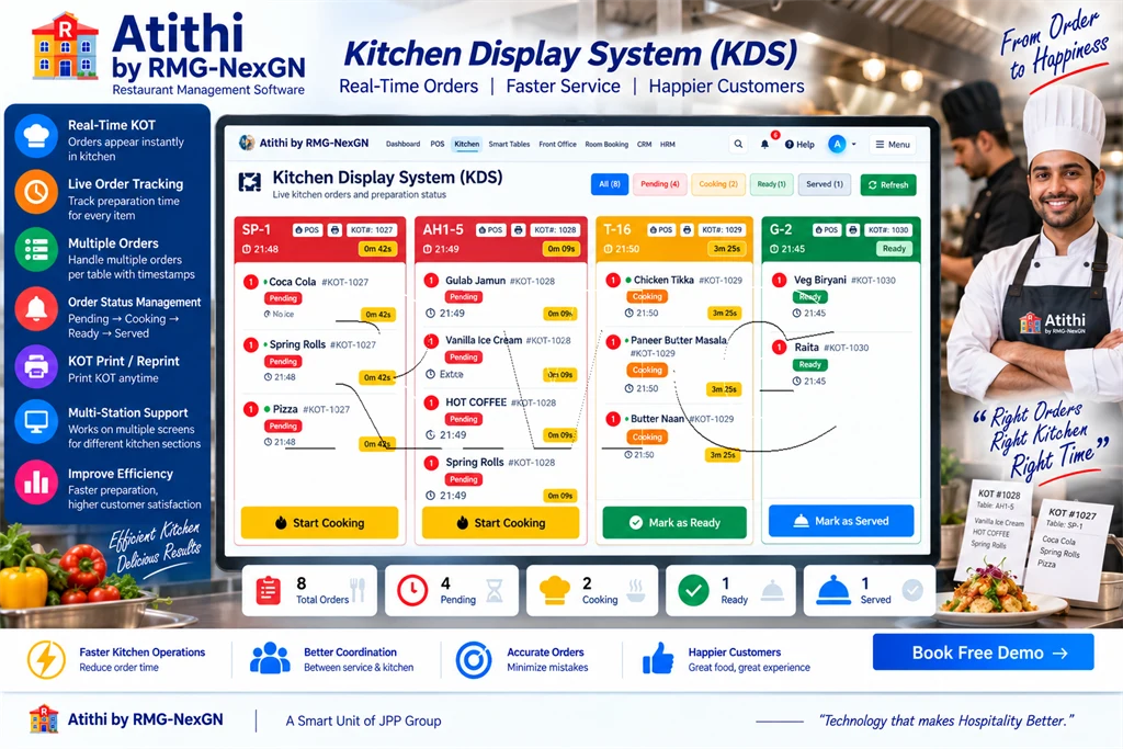 Atithi Restaurant POS Kitchen Order Ticket (KOT) Interface