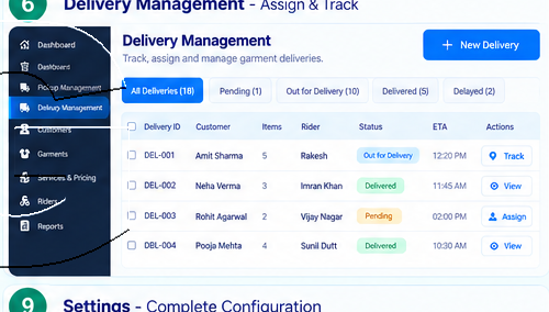 SnowWhite delivery management and rider assignment workspace
